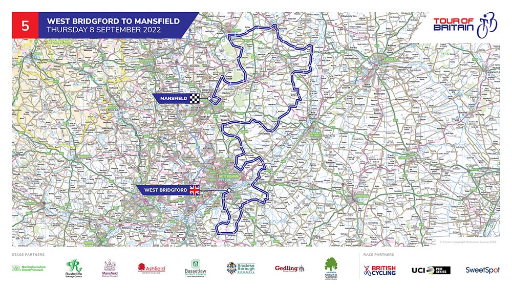 Tour of Britain stage five route map