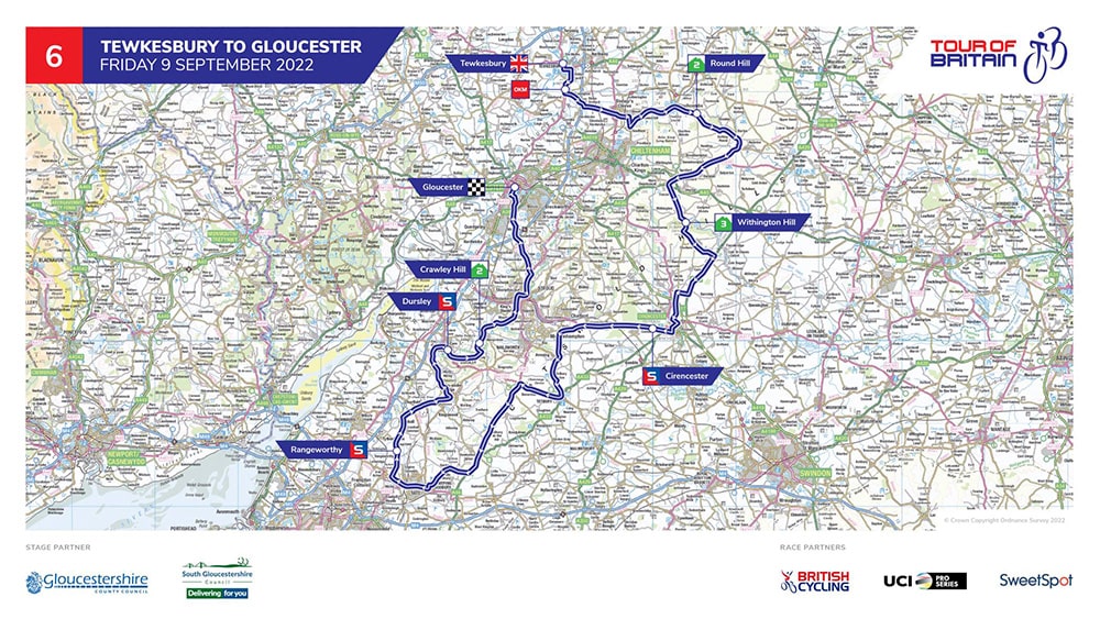 Tour of Britain stage six route map