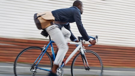 Cyclist commuting by bike